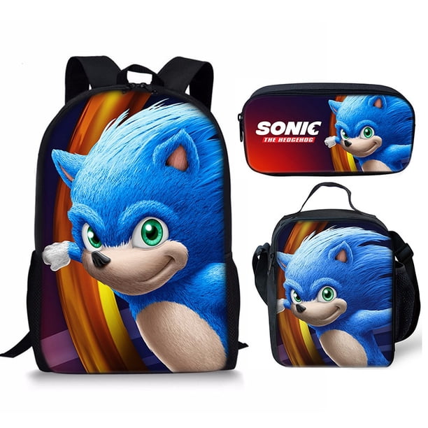 NS4 Sonic The Hedgehog 2 Mochila Para Estudiantes Bolsa De Comida Para Niños Estuche De Lápices Conjuntos De Tres Piezas SN4