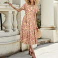 thumbnail image 7 of Women's Summer Casual Short Sleeve Tiered Flowy Spring Boho Dress Long Midi Beach Sundress Vacation Outfits, 7 of 7