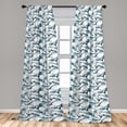 thumbnail image 2 of Exotic Window Curtains, Grunge Style Digital Drawn Tropical Leaf Pattern on Plain Backdrop Print, Lightweight Decor 2-Panel Set with Rod Pocket, Pair of - 28"x95", Ivory and Slate Blue, by Ambesonne, 2 of 3