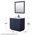 thumbnail image 5 of Wyndham Collection Miranda 36" Wood&Carrara Single Bathroom Vanity in Blue/Black, 5 of 6
