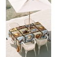 thumbnail image 3 of 60x102 Inch Outdoor Tablecloth with Umbrella Hole Zipper Rectangle Coffee Rectangular Tablecloths Outside Waterproof Vintage Farmhouse Funny Cartoon Cup Plaid Patio Table Cloth Cover for Picnic Party, 3 of 8