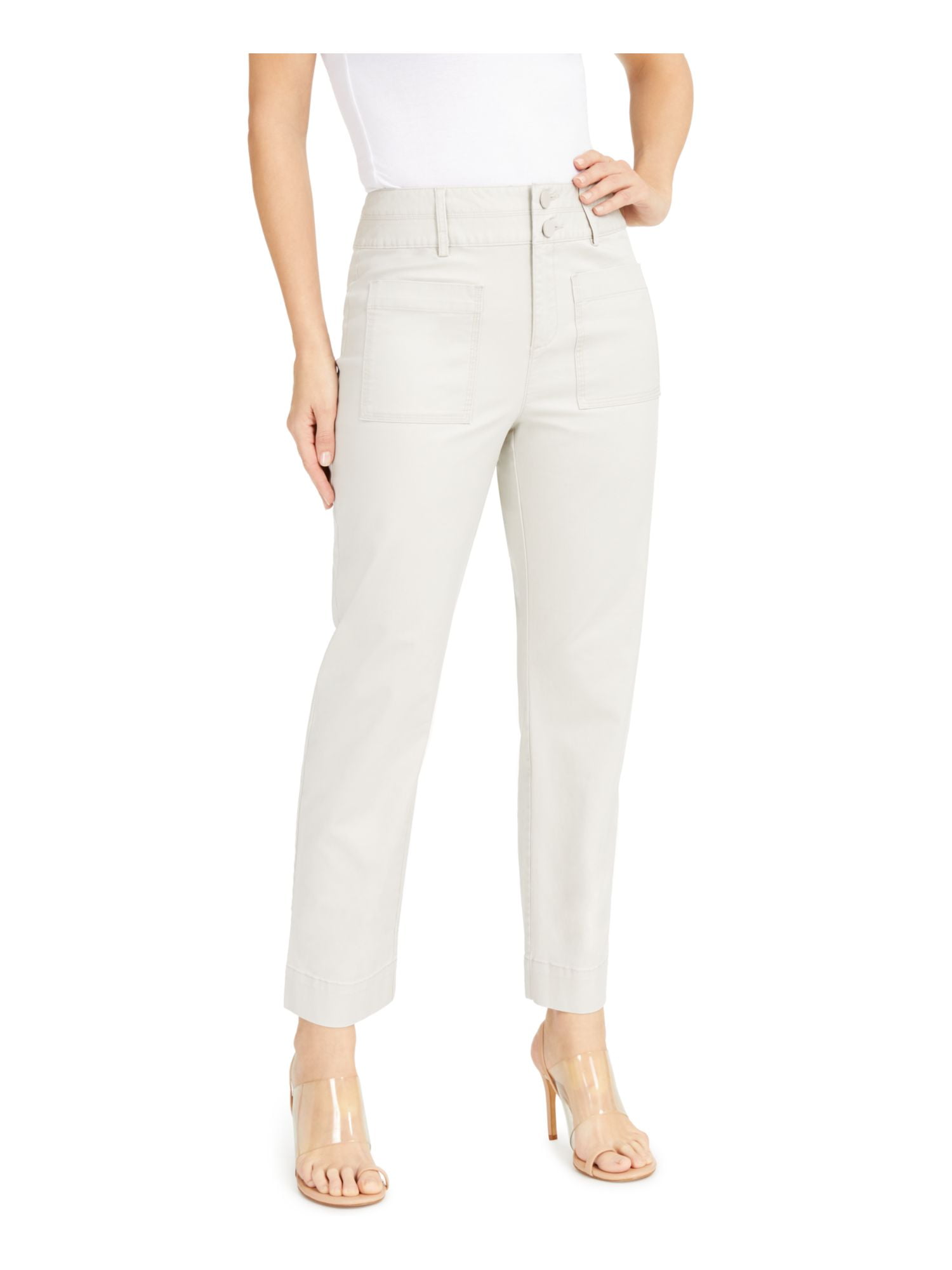 beige straight leg trousers