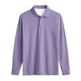thumbnail image 6 of WTOBBY Men's Retro Style Small V-Neck Long Sleeve Top with Solid Color, Retro Casual Shirt for Comfortable and Timeless Everyday Look,Purple M, 6 of 6