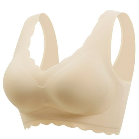 Summer Savings Clearance! Built in Bra Tank Tops for Women Women Nylon Bra Fashion Women s Large Size Solid Color Wavy Wireless BraRemovable Cup Gathering Daily Bra(1pc Underwear)