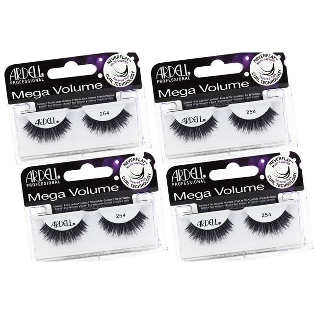 Pestañas postizas Ardell Mega Volume Lash 254 con rizo, 4 pares