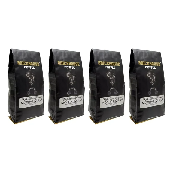 Kafe-Lua Liqueur Flavored Ground Coffee By Brickhouse, Mocha, 4 x 12oz Bags
