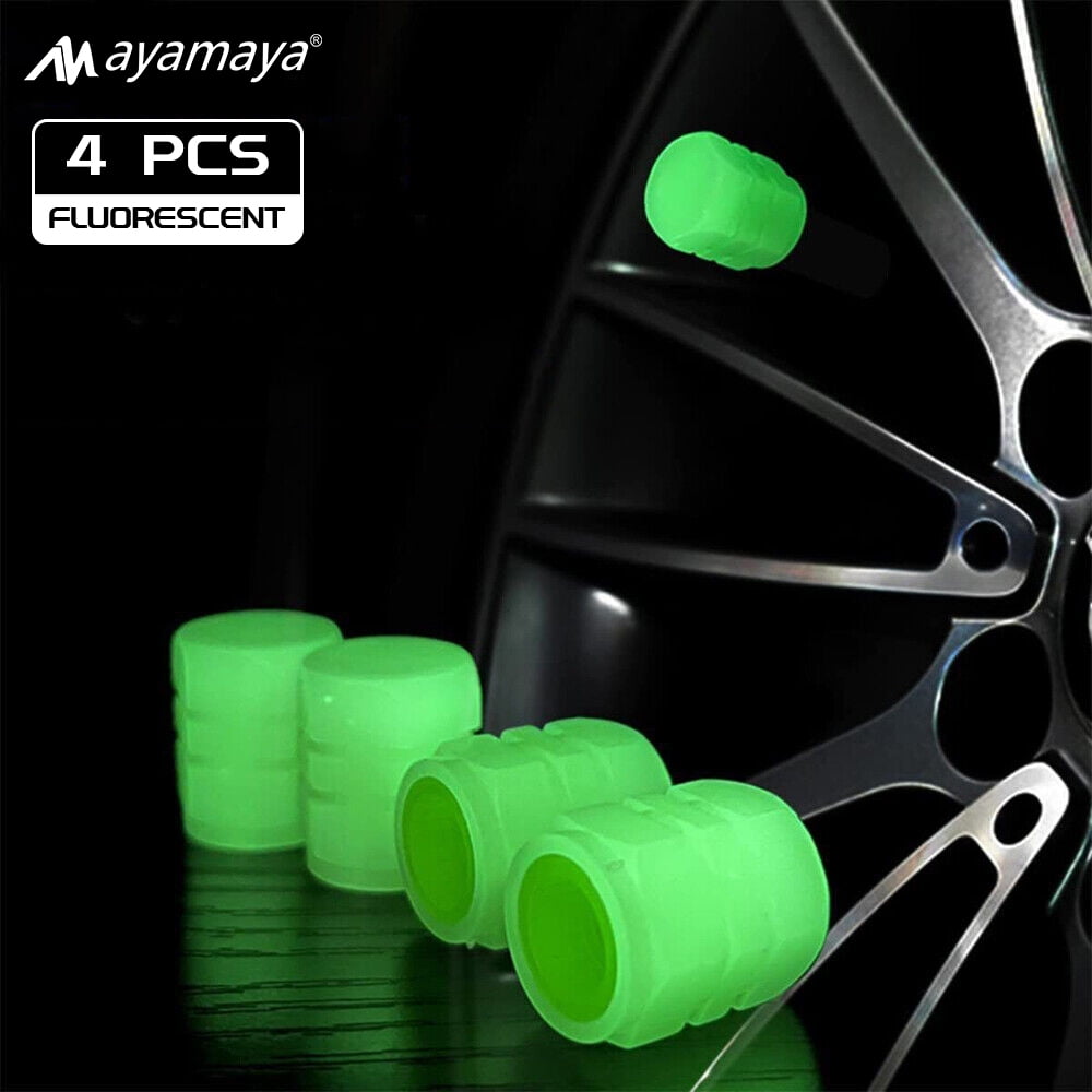 4Pcs Luminous Car Tire Caps,AYAMAYA Glow in the Dark Valve Stem Cap