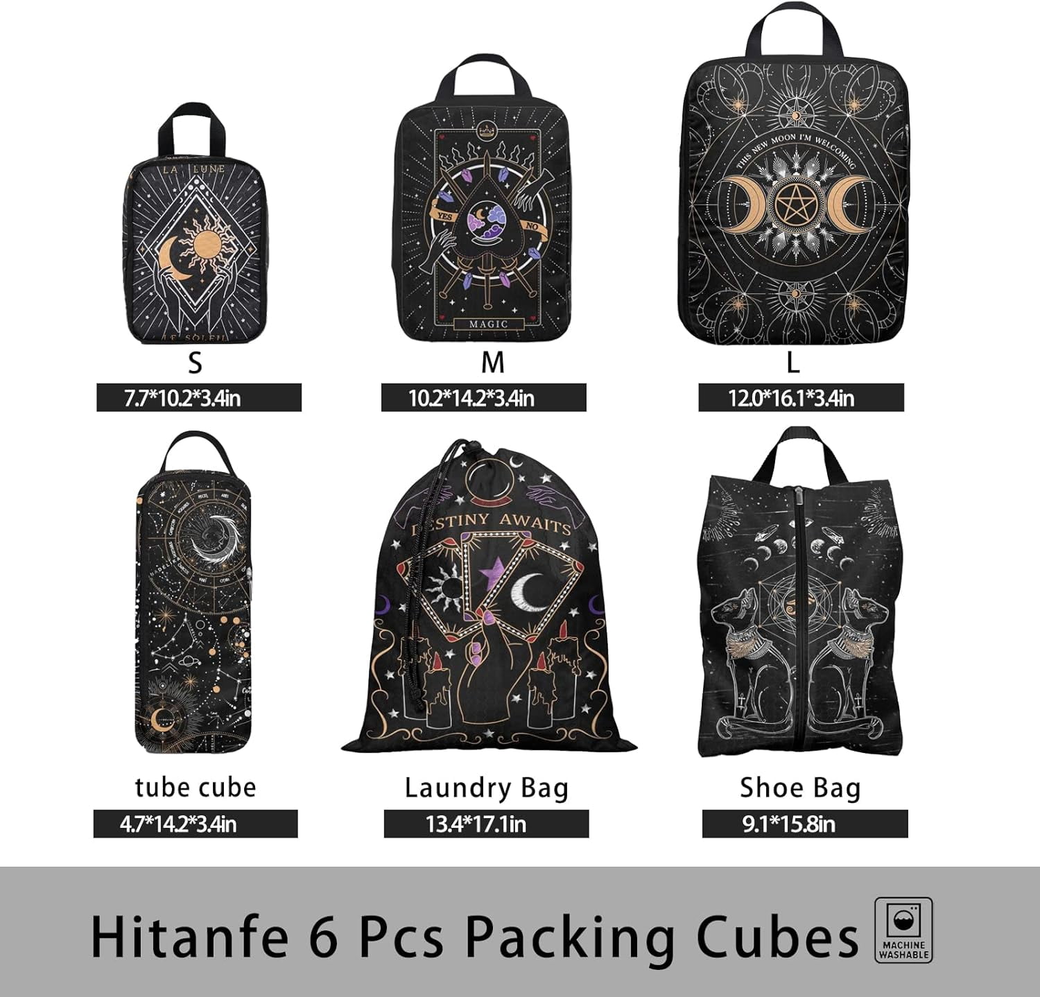 6 Pcs Compression Packing Cubes Travel for Suitcases, Luggage Organizer Nylon Washable Storage Bags Set - Packaging Cubes for Backpack Travel Perfect for Women Clothes Carry-Ons and Storage