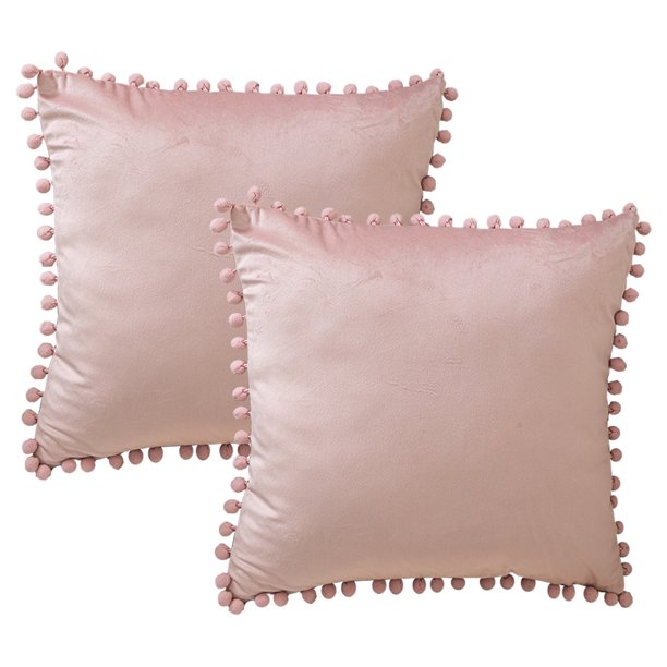 Funda de almohada de terciopelo con bolas de pelo de color liso de Lojalitet, funda de cojín para sofá cama