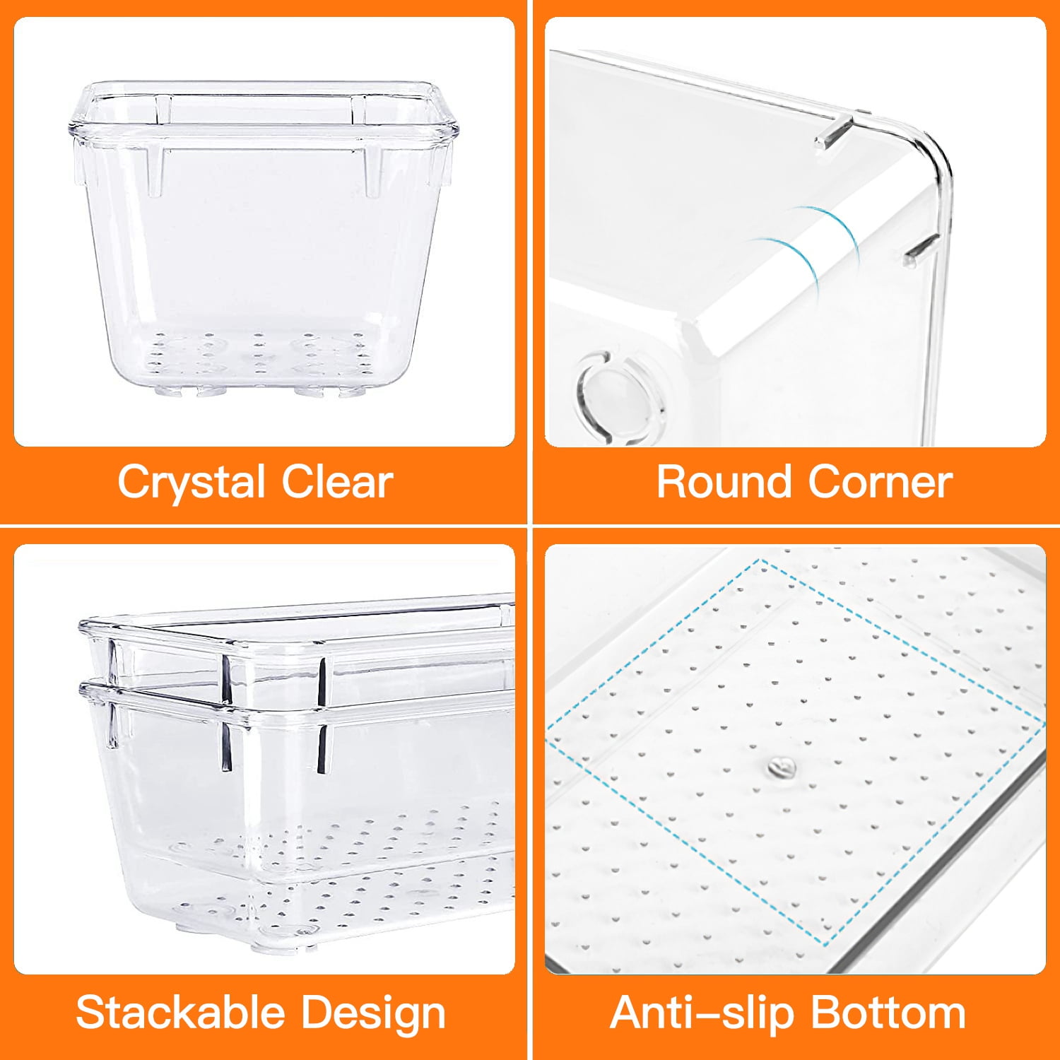 Moclever 25Pcs Clear Plastic Drawer Organizers Set, Stackable Desk Drawer Dividers Trays Storage Bins for Vanity Cabinet Makeup Bathroom Office Kitchen, 4 Sizes