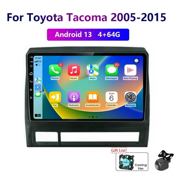 4-64G android 13 radio for toyota tacoma 2005-2015 truck android stereo replacement IPS touch screen steering wheel controls built in wireless carplay android car free camera