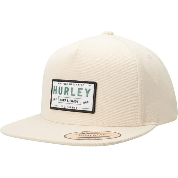 Hurley Men's Hat Bixby Flat Bill Wool Blend Snapback Cap (Light Bone)