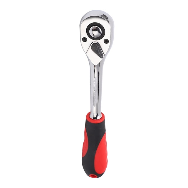 Llave de tubo con trinquete, mango de 72 dientes, liberación rápida automática, vástago recto de 1/2 pulgada de largo (para usar con broca de 12,5 mm)
