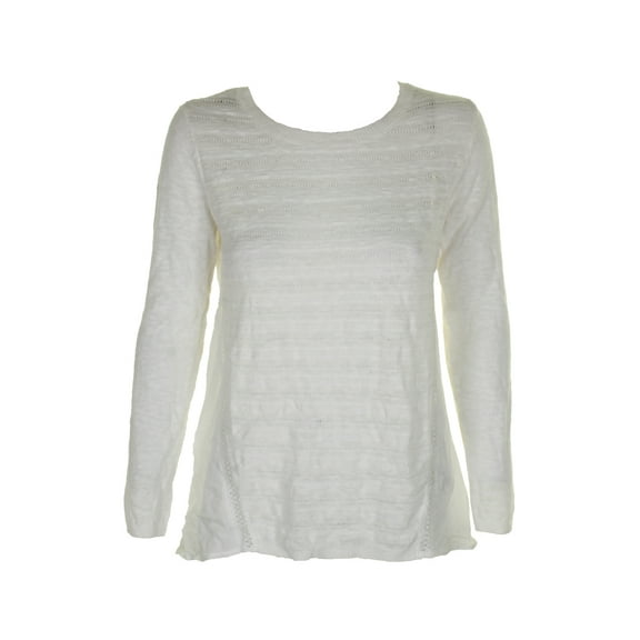 Style & Co Womens Winter White High-Low Contrast Crew Neck Sweater XS