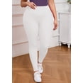thumbnail image 2 of SHOWMALL Women Plus Leggings High Waisted Activewear Pants White 5X Tummy Control Soft Yoga Pants for Workout, 2 of 10