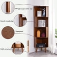 thumbnail image 4 of Maydear 4-Tier Corner Bookshelf Bamboo Corner Bookcase, Mid Century Modern Corner Bookshelf Free Standing Corner Shelf Corner Standing Shelf for Living Room, Bedroom, Home Office, Kitchen, 4 of 7