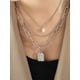 thumbnail image 5 of Zhuge Collar con colgante hecho a mano, cadena de acero de titanio de varias capas, collar con colgante de perla en forma de cara (oro), 5 of 5