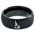 thumbnail image 2 of Tungsten Idaho The Gem State Heart Band Ring 8mm Men Women Comfort Fit Black Dome Brushed Polished, 2 of 4