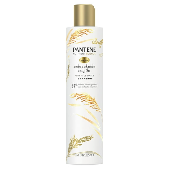 Pantene Sulfate Free Shampoo, Anti Breakage for Medium/Long Hair with Rice Water, Color Safe, 9.6 oz