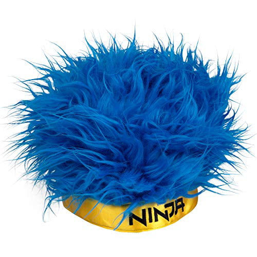One Size Fits Most 6+ Ninja Gamer Wig Blue Hair with Yellow Ninja Headband Richard Tyler Blevins Halloween Costume 