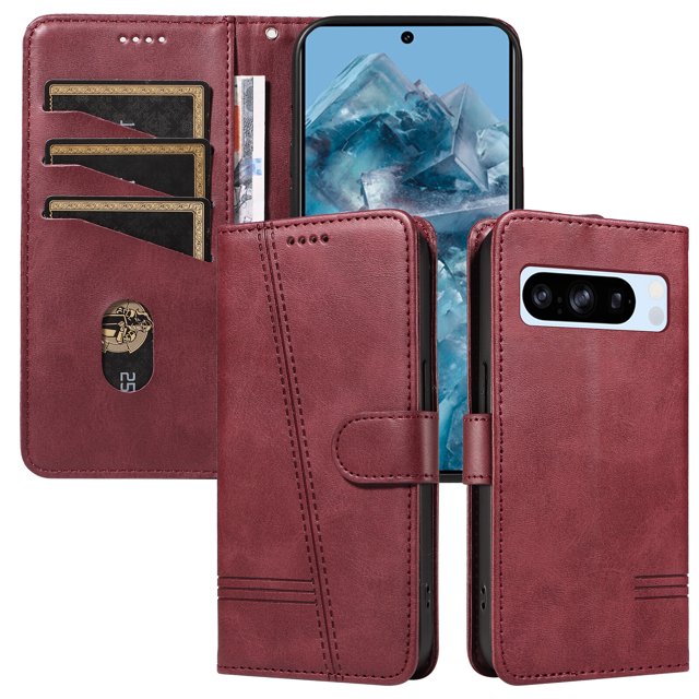 Phone Case for Google Pixel 8 PRO 5G Magnetic PU Leather Card Slots Durable Wallet Cover