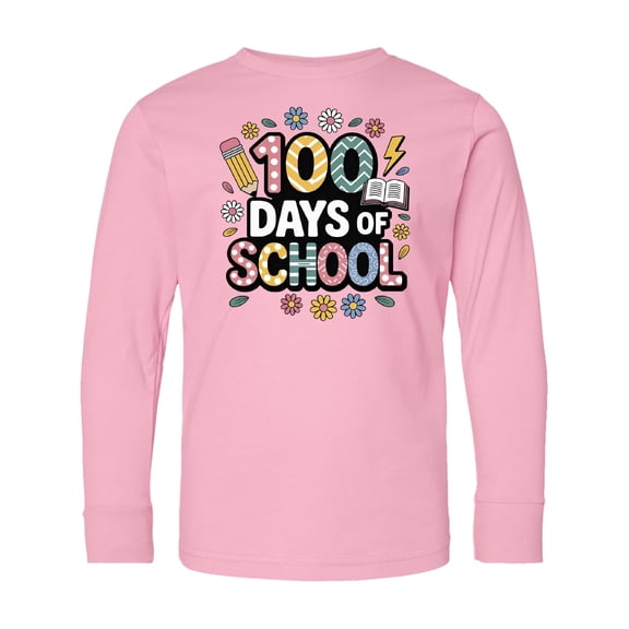 Inktastic 100 Days of School Long Sleeve Youth T-Shirt