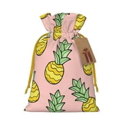 ZICANCN Christmas Gift Bags, Cartoon Doodle Art Pineapple Reusable Fabric Drawstring Storage Bags with Drawstring, Small Size