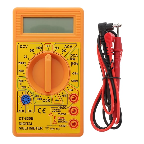 MasteelfCA LCD Digital Multimeter DT-830B Electric Voltmeter Ammeter Ohm Tester 750/1000V Amp Volt Ohm Tester Meter (Yellow)