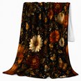 thumbnail image 2 of Pumpkin Butterfly Garden, Festive autumn celebration Scene, Warm Flannel Blanket for Living Room and Reading Nook with Detailed Artwork, Art Lovers autumn celebration Gift, Festive Home Decor, 2 of 9