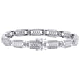 thumbnail image 2 of 10K White Gold Round Diamond Cuban Link Frame 8mm Bracelet 8.50" Pave 3/4 CT., 2 of 7