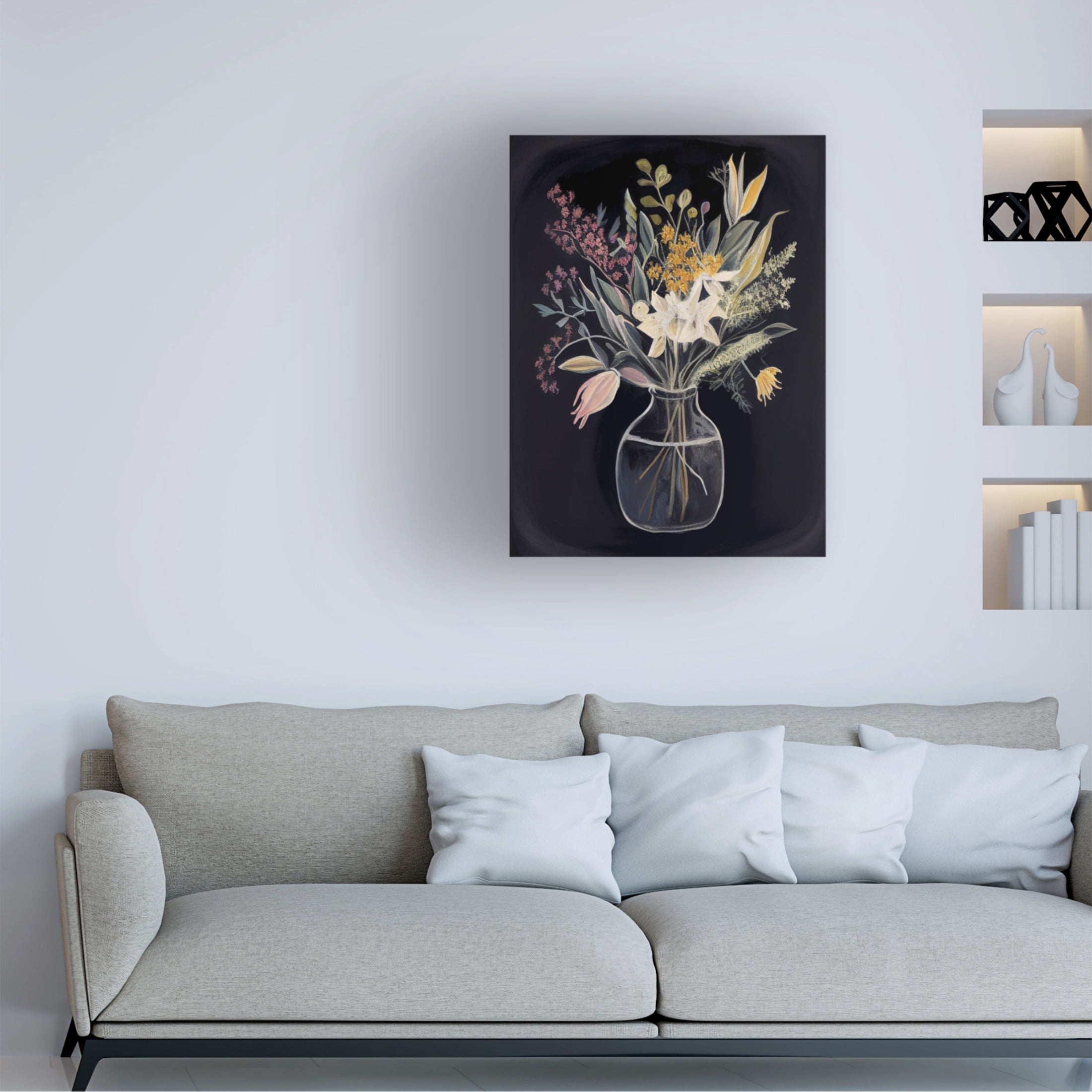 Canvas Wall Art - Sasha 'Flowers of the Night III' Wall Art for Living Room, Bedroom, or Office Décor by Trademark Fine Art - 24 x 32 Inches