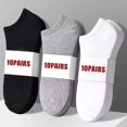 thumbnail image 2 of 10 pairs/Men's Socks Spring/Summer Thin, Breathable, Soft Polyester Cotton Socks Black Casual Business Ankle Socks Boat Socks Si, 2 of 10