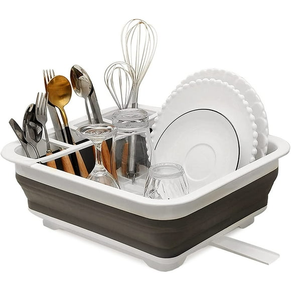 Égouttoir à Vaisselle Pliable pour Cuisine, Plateau d'Égouttage pour Bols et Couverts, Égouttoir Portable, Étagère Ménagère, Support de Rangement pour Vaisselle