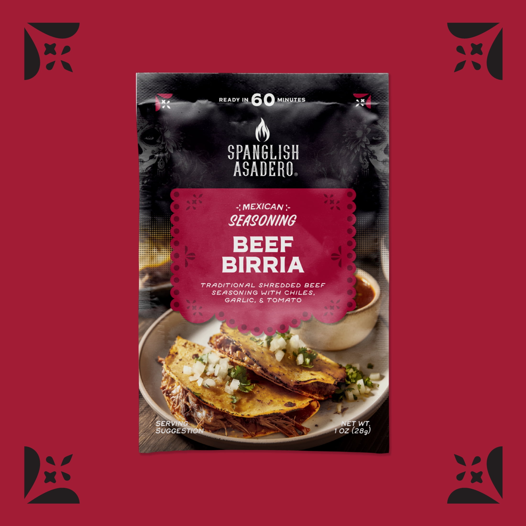 Spanglish Asadero Birria Seasoning with Chilis, Spices, Tomato & Sea Salt, 1 oz Packet