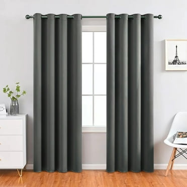 Elegant Insulated Curtains Panel Pair 39x78 Inches Black Polyester Noise Reduction Temperature Control Machine Washable