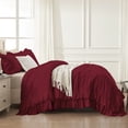 thumbnail image 4 of ANGENIA King Comforter Sets Burgundy, 3 Pieces Shabby Chic Farmhouse Ruffle Bedding Comforter Sets, Soft Lightweight Fluffy Microfiber Bet Set for All Season(104"x90" Comforter & 2 Pillowcases), 4 of 7