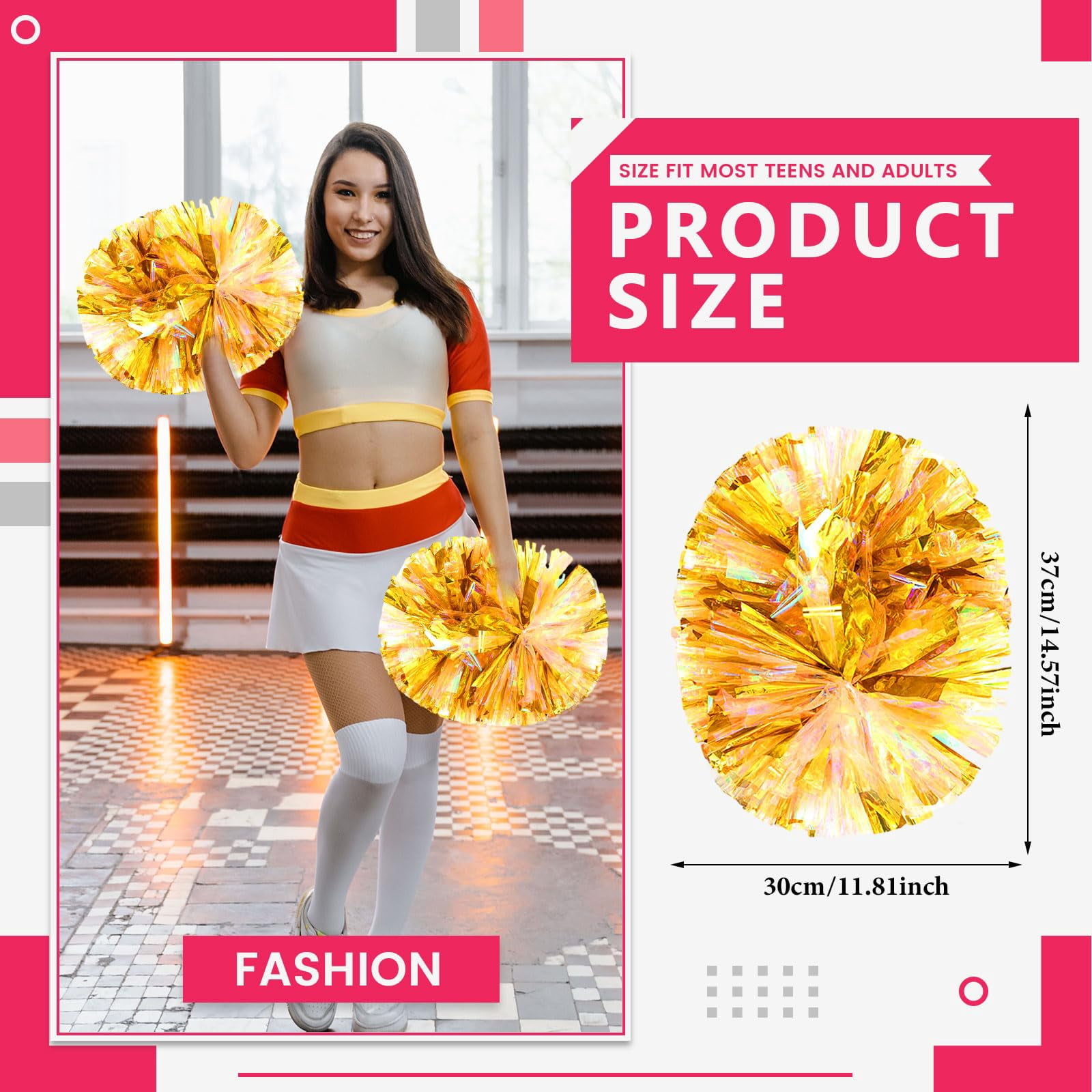 20 Pcs pom poms Cheer,14.57inch pom poms Cheerleading with Handle Style Cheer Pom Pomsfor Dance, Matches
