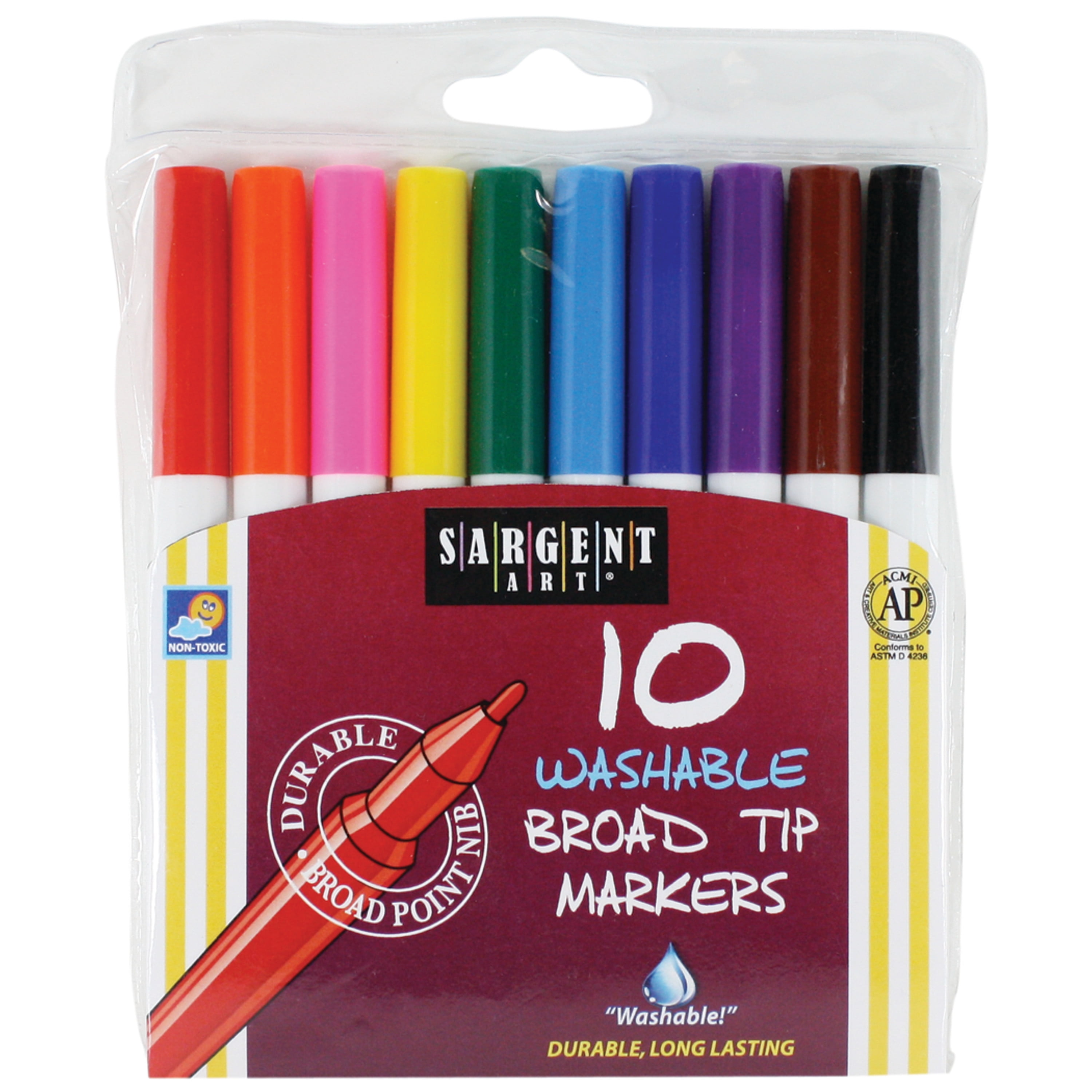 Sargent Art Washable Marker Set, 10-Colors, Broad - Walmart.com