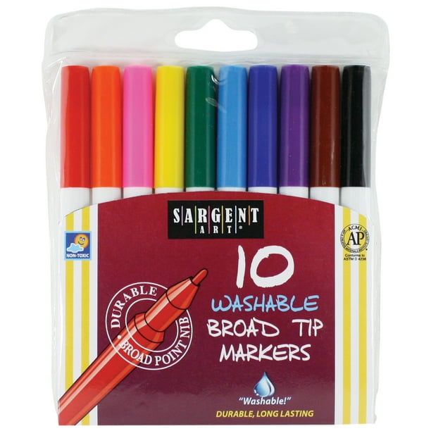 Sargent Art Washable Marker Set, 10Colors, Broad