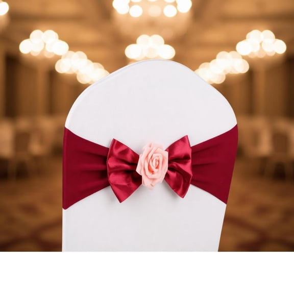 Zeiwohndc Elegant Satins Bowknot Chair Sash With Flower For Weddings Parties And Home Decors