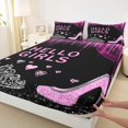 thumbnail image 3 of Manfei Princess High Heel Full Size Sheets for Girls, Bling Diamond Bed Sheets, Purple Sequin Print Sheet Sets, Ultra Soft Home Decor, 4pcs, 3 of 7