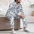 thumbnail image 5 of Salouo Hawaii Palms Print Button-Front Long Sleeve Pajama Set for Men, Soft 2Pjs Men's Long Sleeve Sleepwear -X-Large, 5 of 7