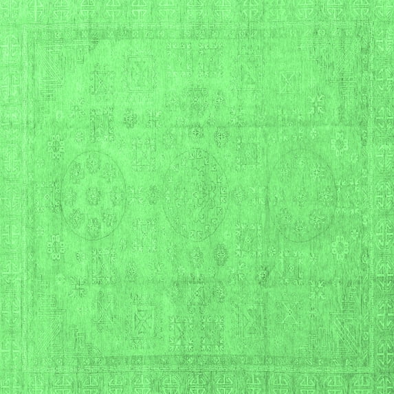 Ahgly Company Indoor Square Abstract Emerald Green Modern Area Rugs, 4' Square