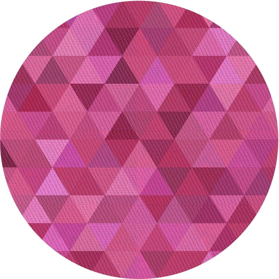 Ahgly Company Indoor Round Patterned Neon Pink Area Rugs, 8' Round