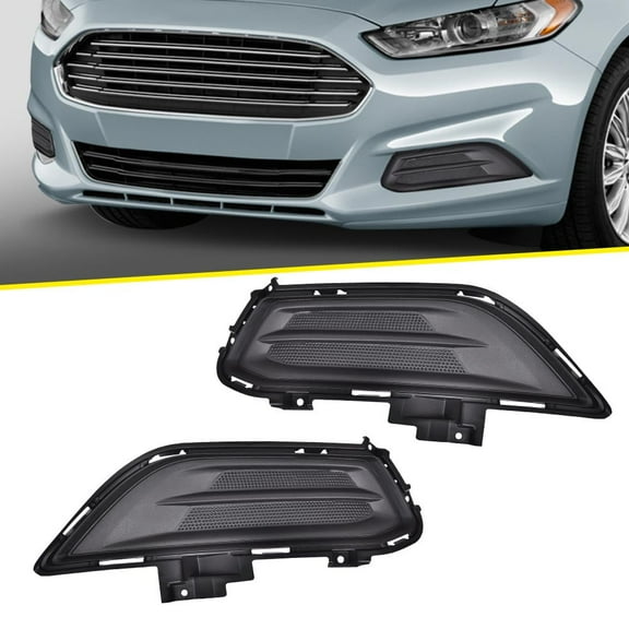 PIT66 Fog Light Cover Right & Left Pair Set black Fit for 2013-2016 Ford Fusion FO1039133,FO1038133