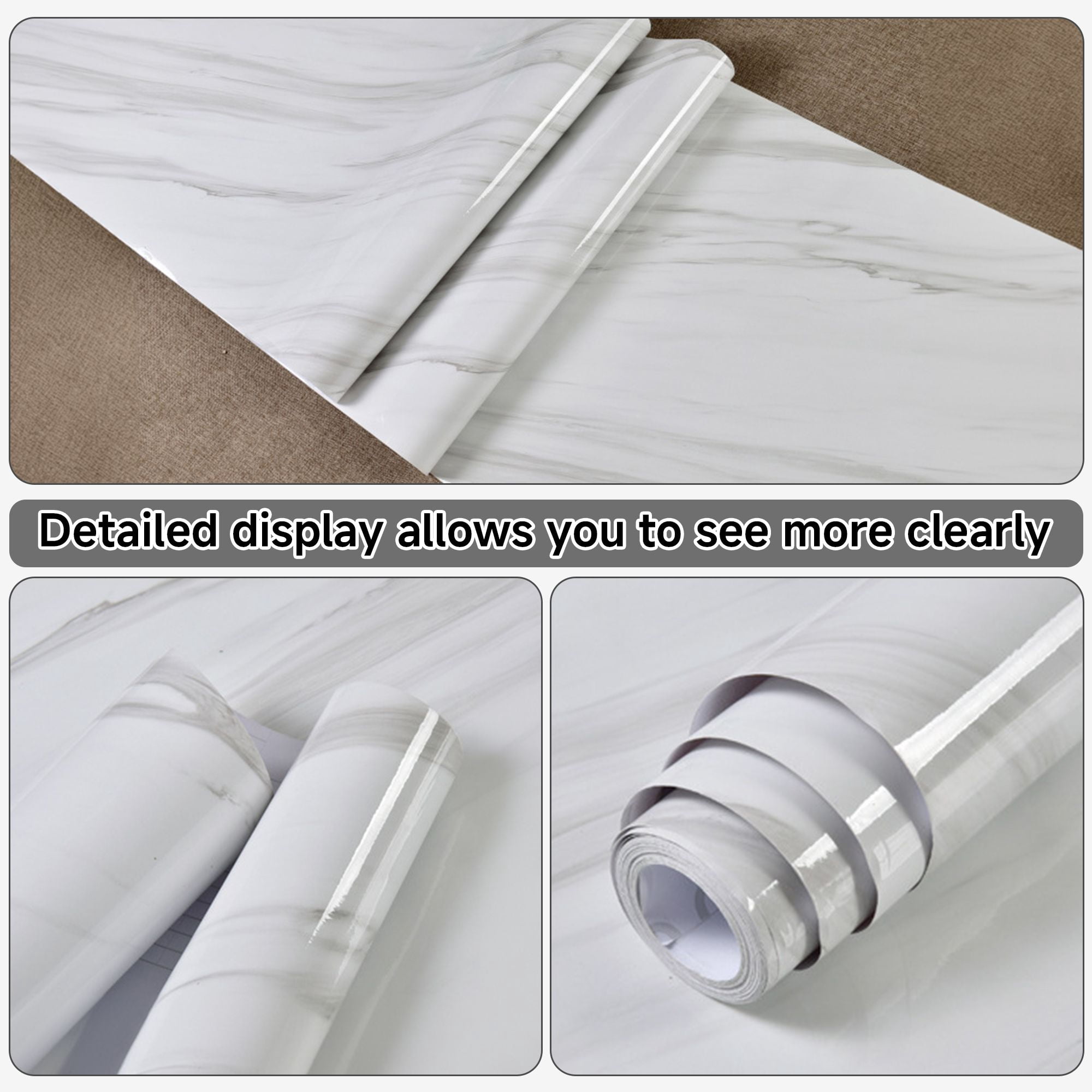Brochao 15.7x118"Marble Peel and Stick Wallpaper Living Room Bathroom Contact Paper Thick Removable Kitchen Wall Paper for Old Furniture
