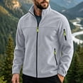 thumbnail image 5 of LYSMORA Men's Full Zip Fleece Jacket Stand Collar Outdoor Outerwear Multi Zip Pocket Hiking Travel Coat, 5 of 8