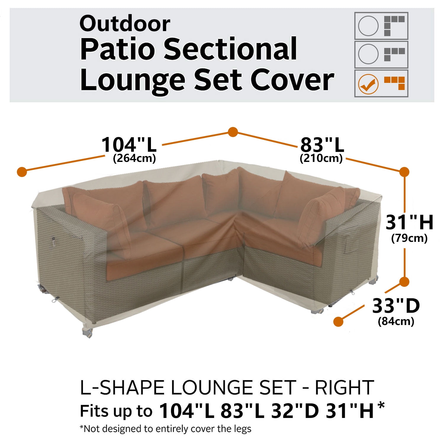 Flexiyard 104"x83" Patio Furniture Cover, Heavy Duty Waterproof 600D