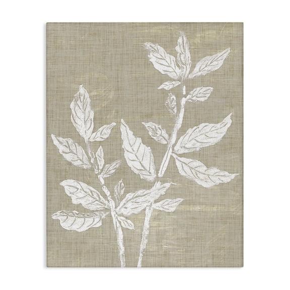 Stupell Industries Boho Leaves on Natural Pattern Floral Painting Wrapped Canvas Canvas Art Print Wall Art, 16 x 20