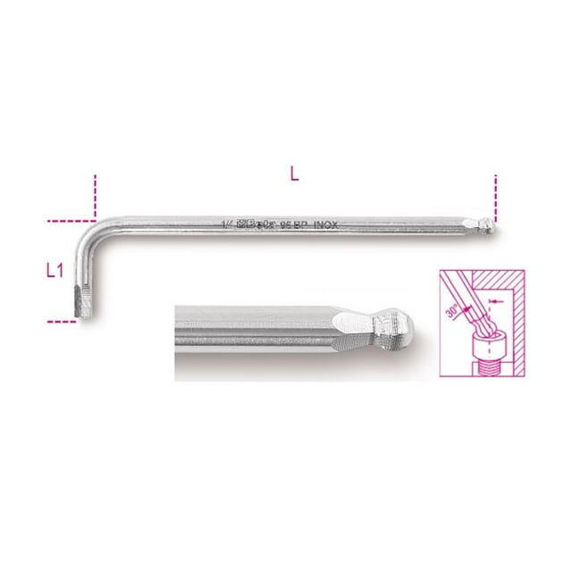 Beta Outils USA 000961996 96Bp Inox comme Clés à Tête Boule 0.21 Po